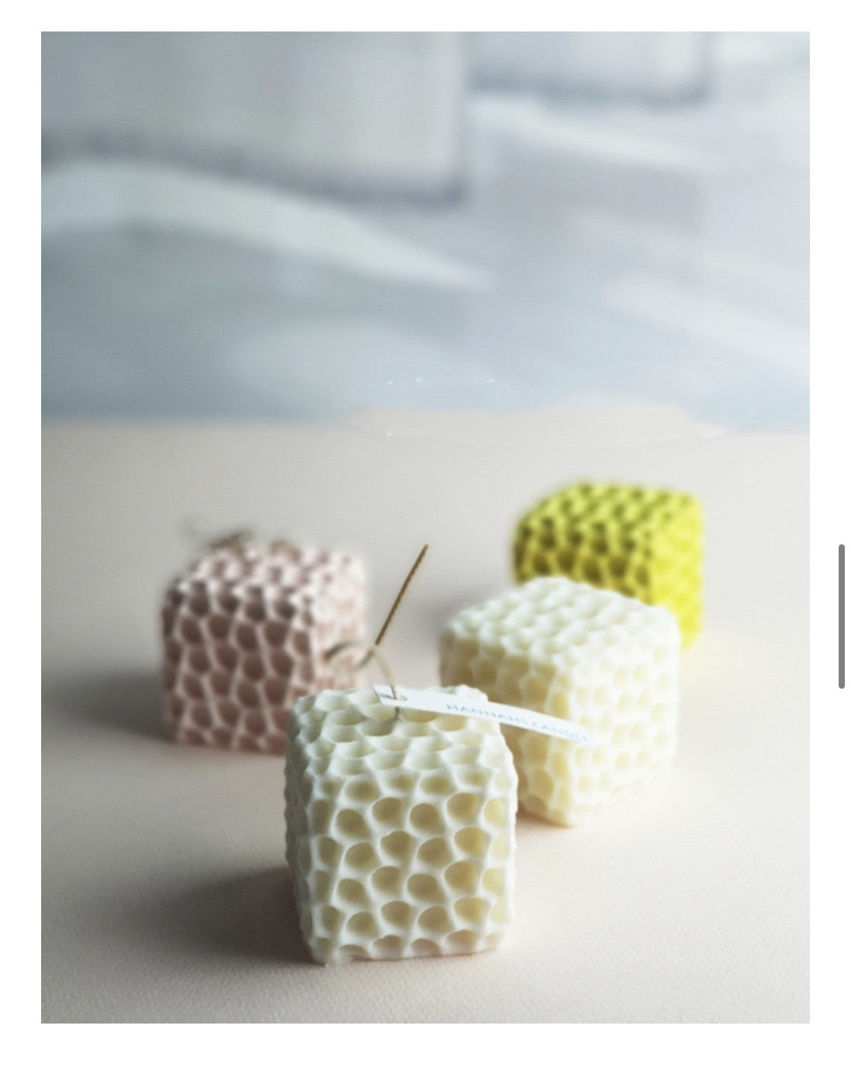 Unique Honeycomb Geometric Cube Plaster Ornaments Scented Candle Silicone Mold