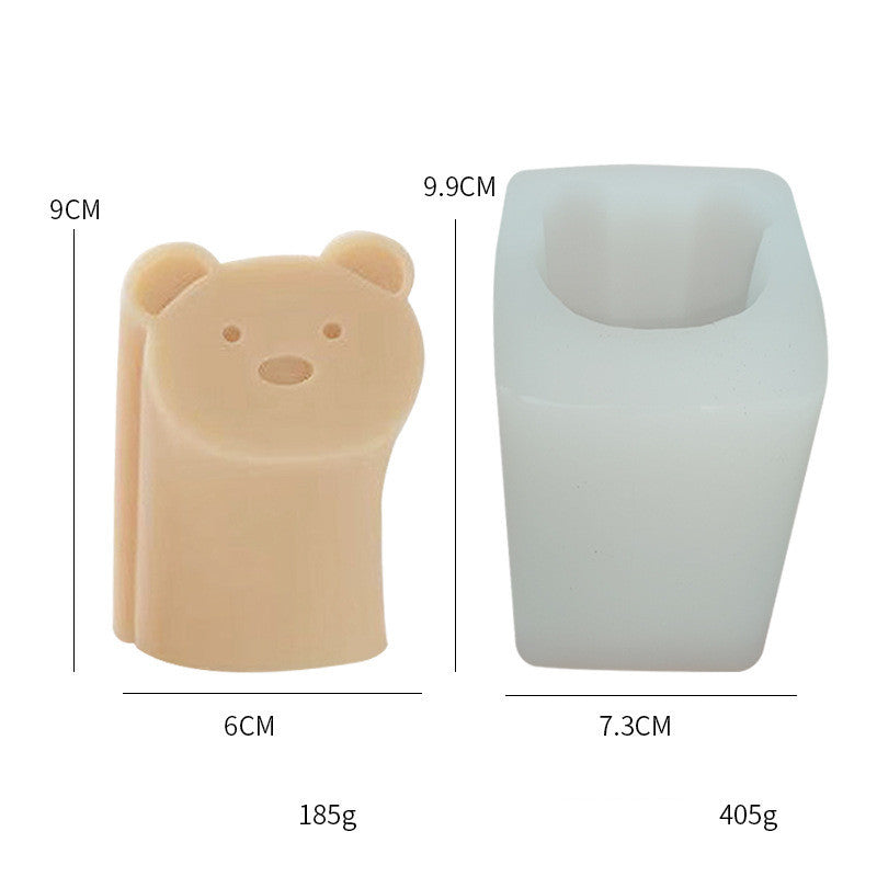 Rainbow Flower Heart Bear Scented Candle Silicone Mold