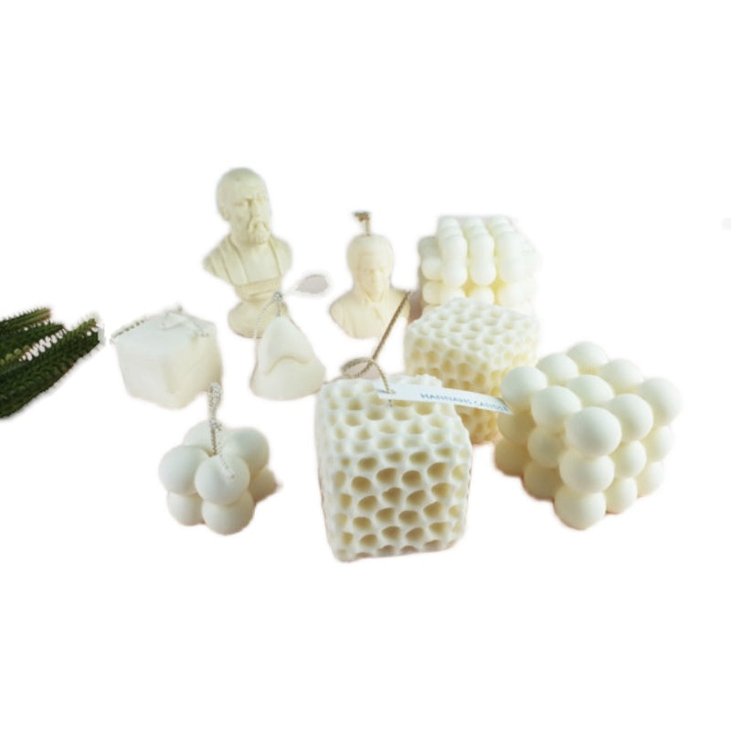 Unique Honeycomb Geometric Cube Plaster Ornaments Scented Candle Silicone Mold