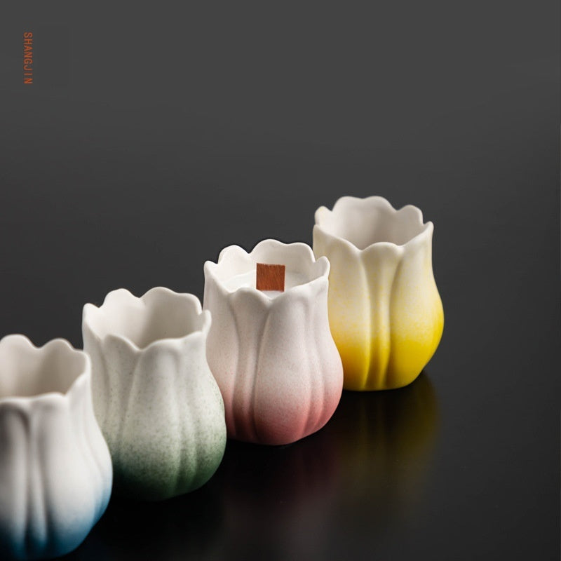 Tulip Petal Aromatherapy Creative Ceramic Decorative Scented Candle Holder
