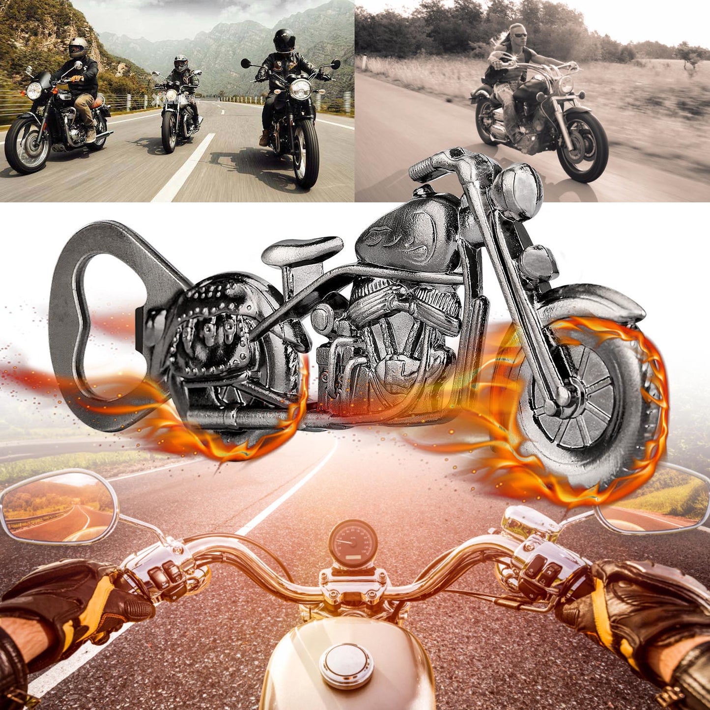 Old Style Motorcycle Beer Bottle Opener Black Gift Box With Greeting Card, Exclusive Gift For Motorcycle Enthusiasts, Bar Tool For Beer Enthusiasts, Ideal Choice For Home And Bar Use