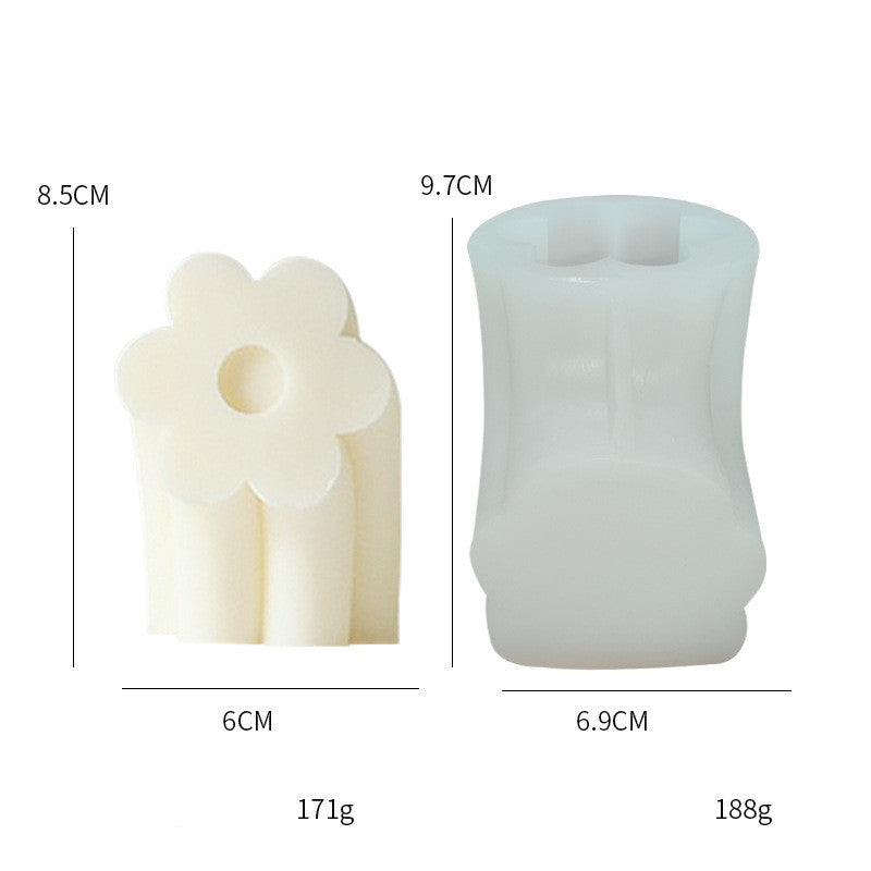 Rainbow Flower Heart Bear Scented Candle Silicone Mold